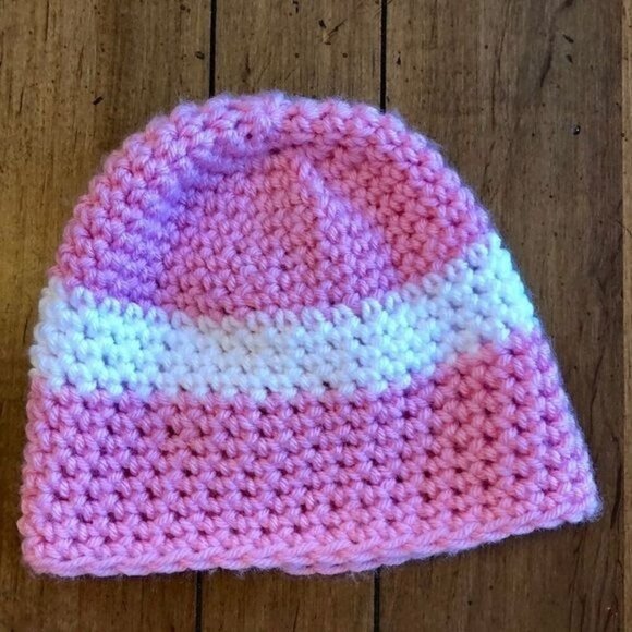 Handmade Pink Knit Beanie With Colorado Flag Design Hat For Toddlers - Picture 2 of 5